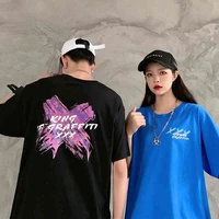 2021 summer short sleeved t shirt harajuku graffiti street dance hip hop couple summer dress korean fashion oversized clothes