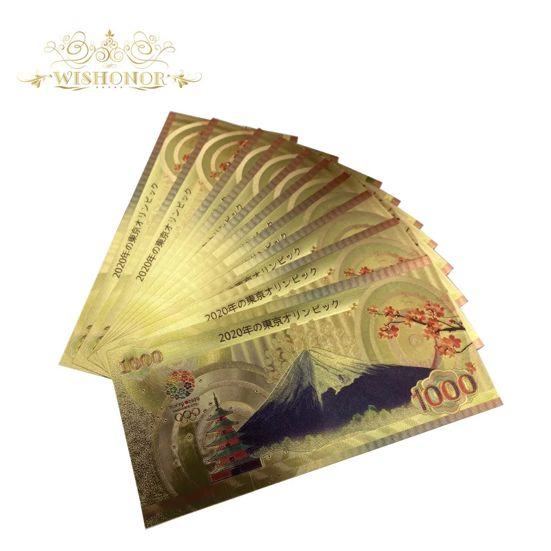 10 шт. новый цвет 2020 г. Япония Олимпийские монеты для банкнот Fuji 10000 иен банкноты в