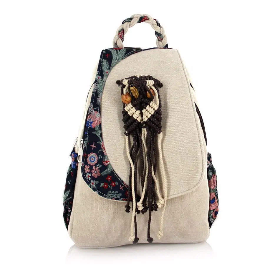 

Детские школьные ранцы из хлопка и льна, детские дорожные рюкзаки ручной работы с цветочным принтом, ранец для книг, сумки для девочек