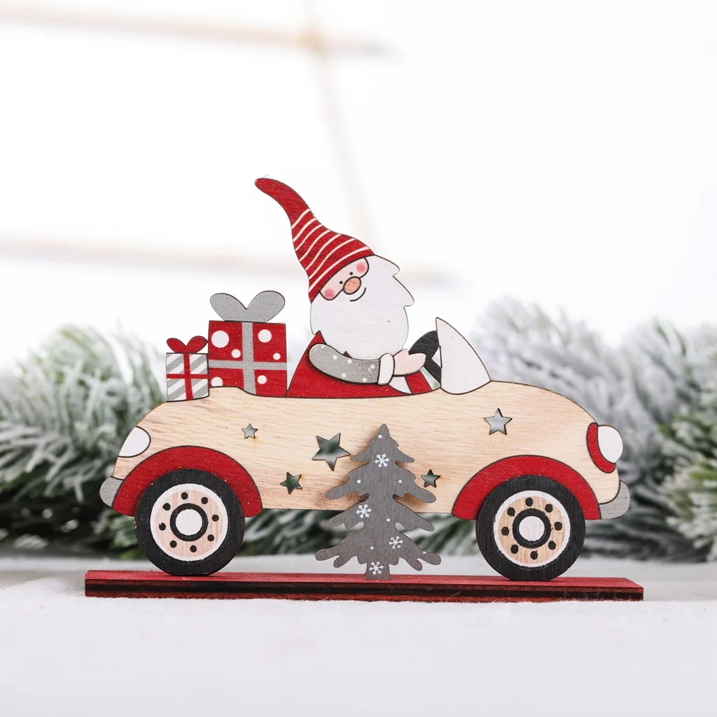 

Christmas Ornaments Wooden Santa Natal DIY Craft Ornaments Christmas Decorations for Home Desktop Navidad 2021 Gift New Year
