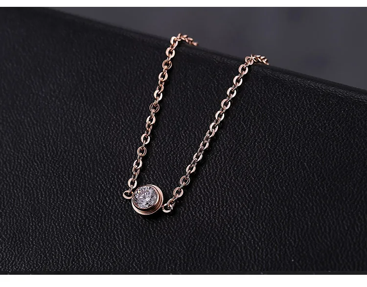 

Cubic Zirconia Bracelet Titanium Steel rose gold color high Quality Crystal Bracelet Jewelry drop shipping