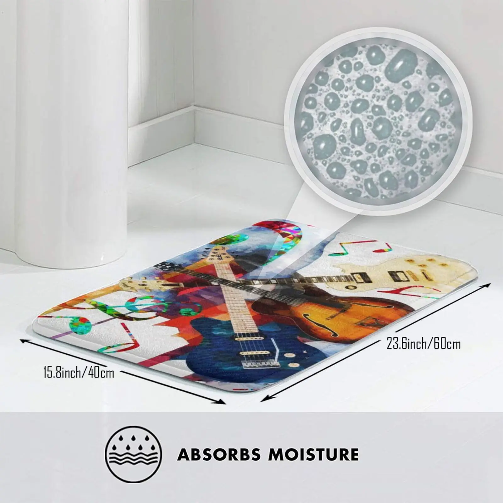 Rock On Mat Rug Carpet Anti-Slip Bedroom Entrance Door Music Guitars Notes Piano Hand And Roll | Дом и сад