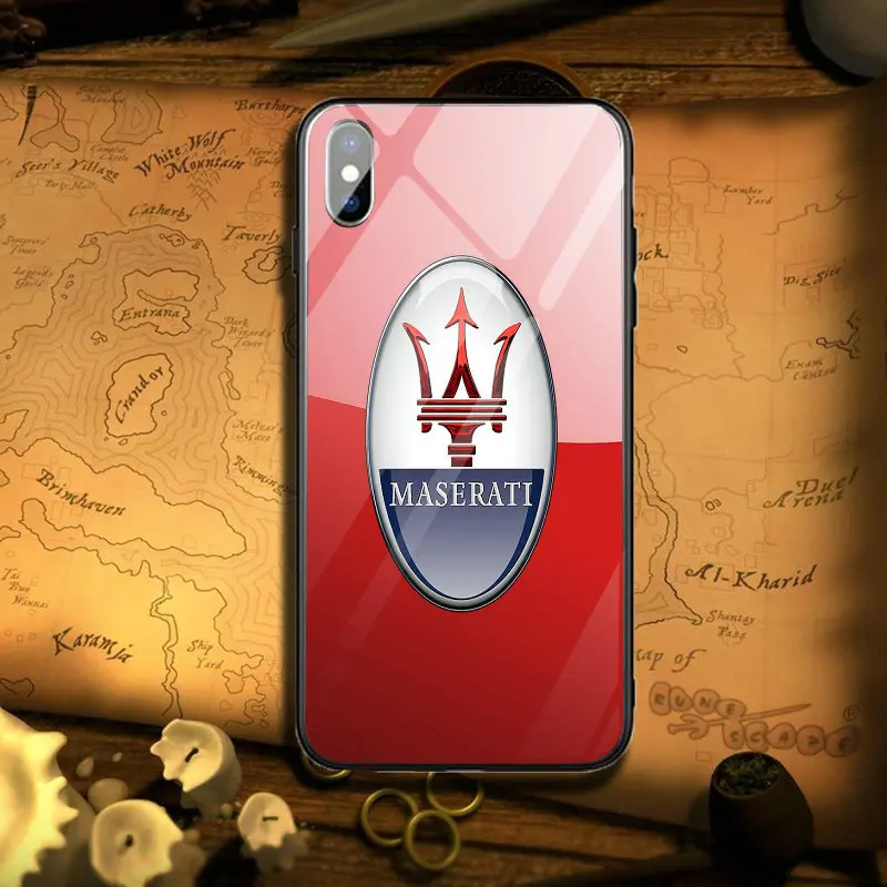 Image 7 Популярные Чехлы Maserati с логотипом автомобиля из закаленного стекла для iPhone 5 5S SE 6 6s Plus 7 8 Plus X XR XS Max Capa Coque Funda - Цвет: Image 7