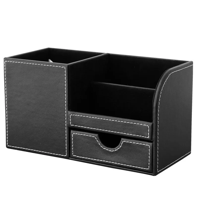 

1pcs PU Leather Multi-function Desk Stationery Organizer Storage Box Pen/Pencil Cell phone Business Name Cards Remote Control WF
