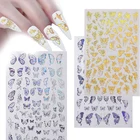 3D наклейки для дизайна ногтей в виде бабочек, наклейки для ногтей, яркие наклейки для ногтей, наклейки для маникюра