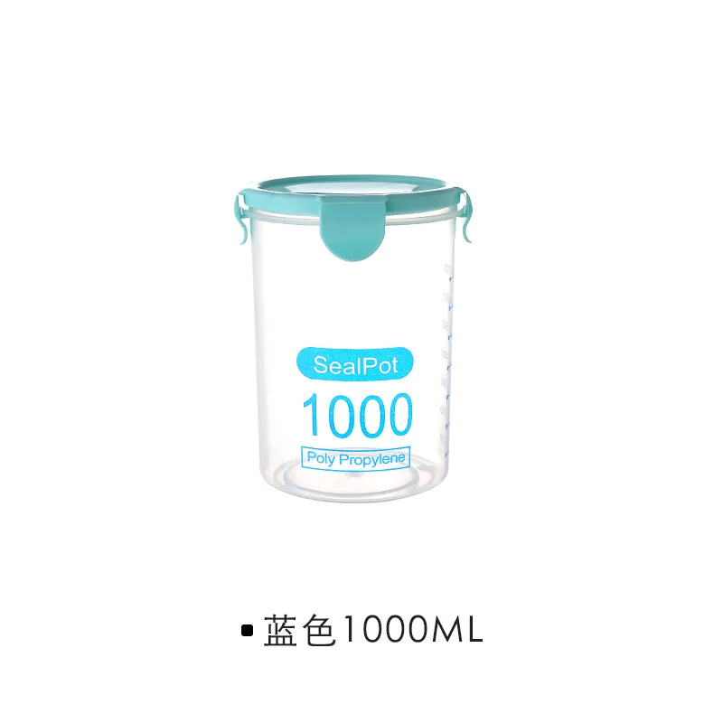 1000ml Blue 600 мл/800 мл/1000 мл/1500 мл свежий горшок для хранения кухни пластиковая закрывающаяся коробка контейнер для сохранения пищи Твердые крупы банка для зерна - Цвет: 1000ml Blue