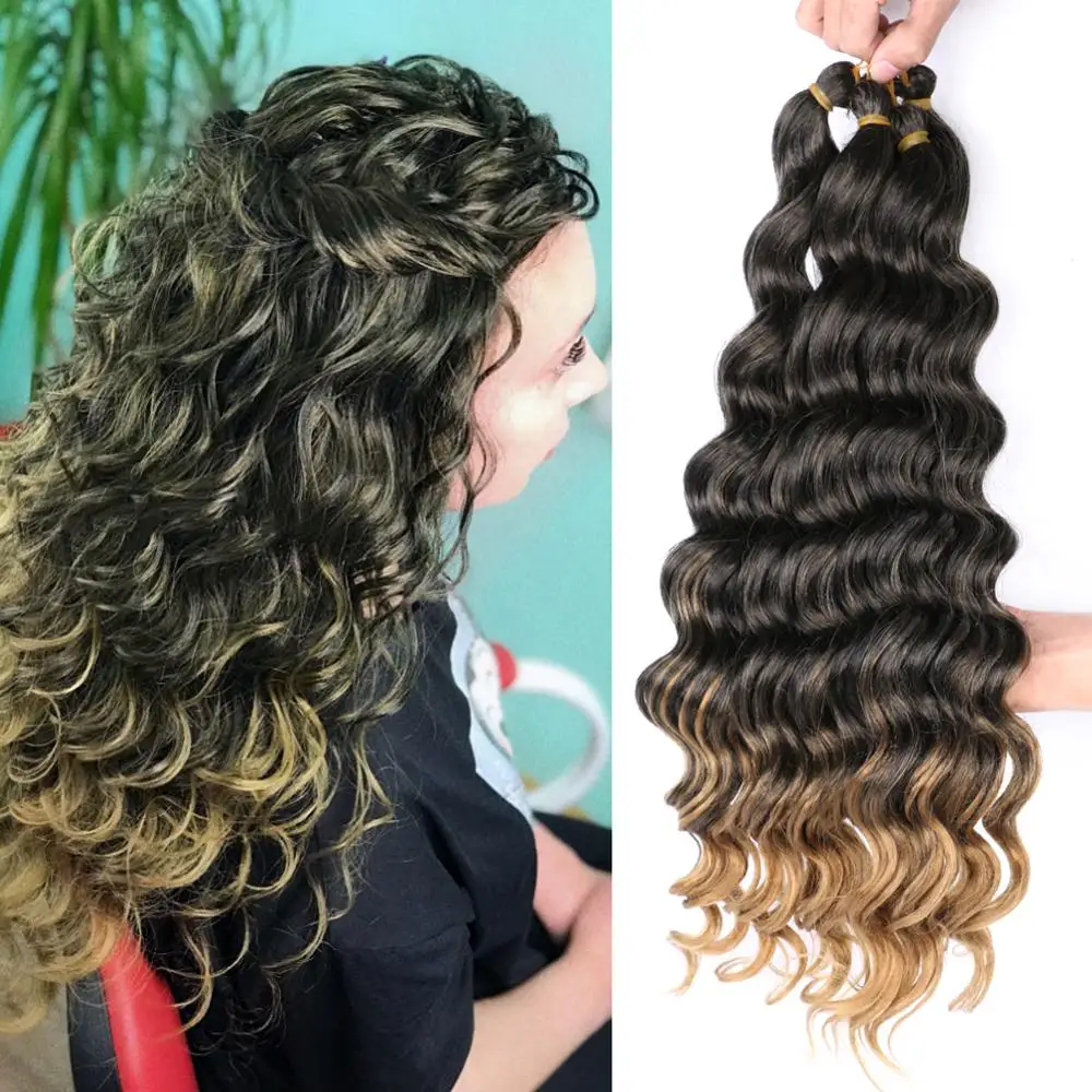

Belle Show 20" Crochet Hair Bulk Deep Wave Twist Hair Fretress Water Wave Crochet Braids Black Brown Burgundy Wavy Braiding Hair