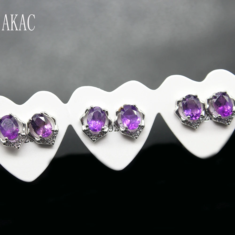 5 пар/набор approx5 * 7 мм натуральный жемчуг серьги с аметистом оптовая продажа |