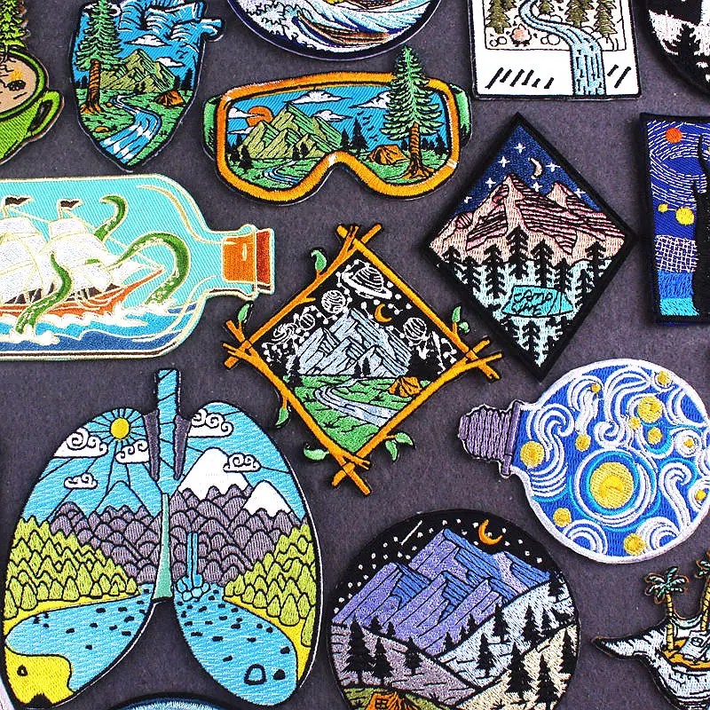 Нашивки с натуральными горами на одежду наклейки куртку аппликация
