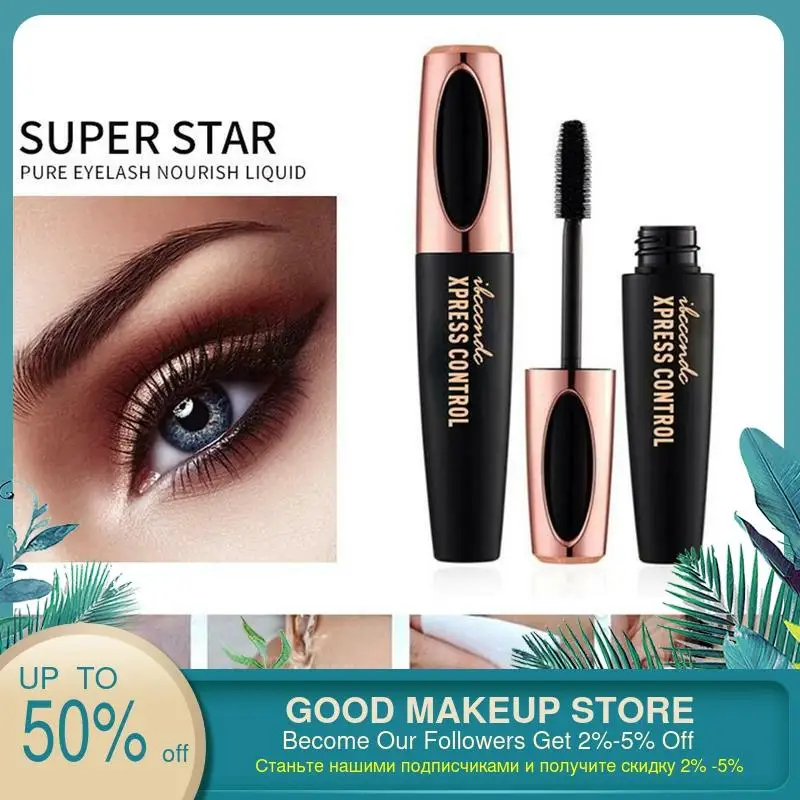 4D шелковое волокно Наращивание ресниц Черная водостойкая Удлиняющая Тушь для