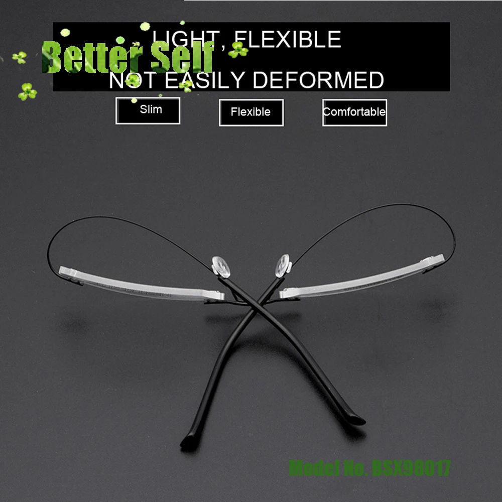 

Eyeglasses Frame Business Eyewear Titanium Alloy Rimless Glasses Men Frameless Prescription Optical Screwless Eyewear BSX98017