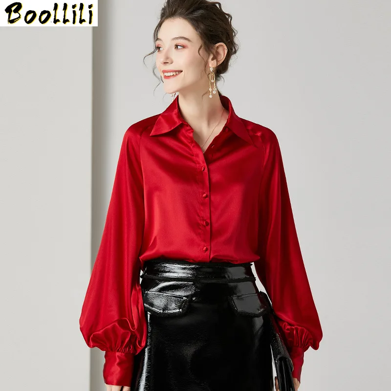 Boollili Real Silk Shirt Womens Tops and Blouses Long Sleeve Blouse Spring Autumn Vintage Blusas Mujer De Moda 2020