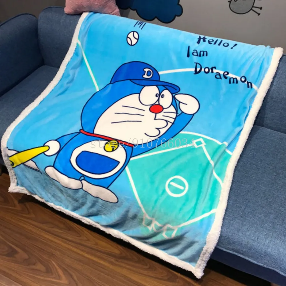 

Cartoon Lucky Bear Doraemon Chicken Blankets Throw Sherpa Backing on Bed/Crib/Couch 100x140cm Baby Girls Boys Kids Gift