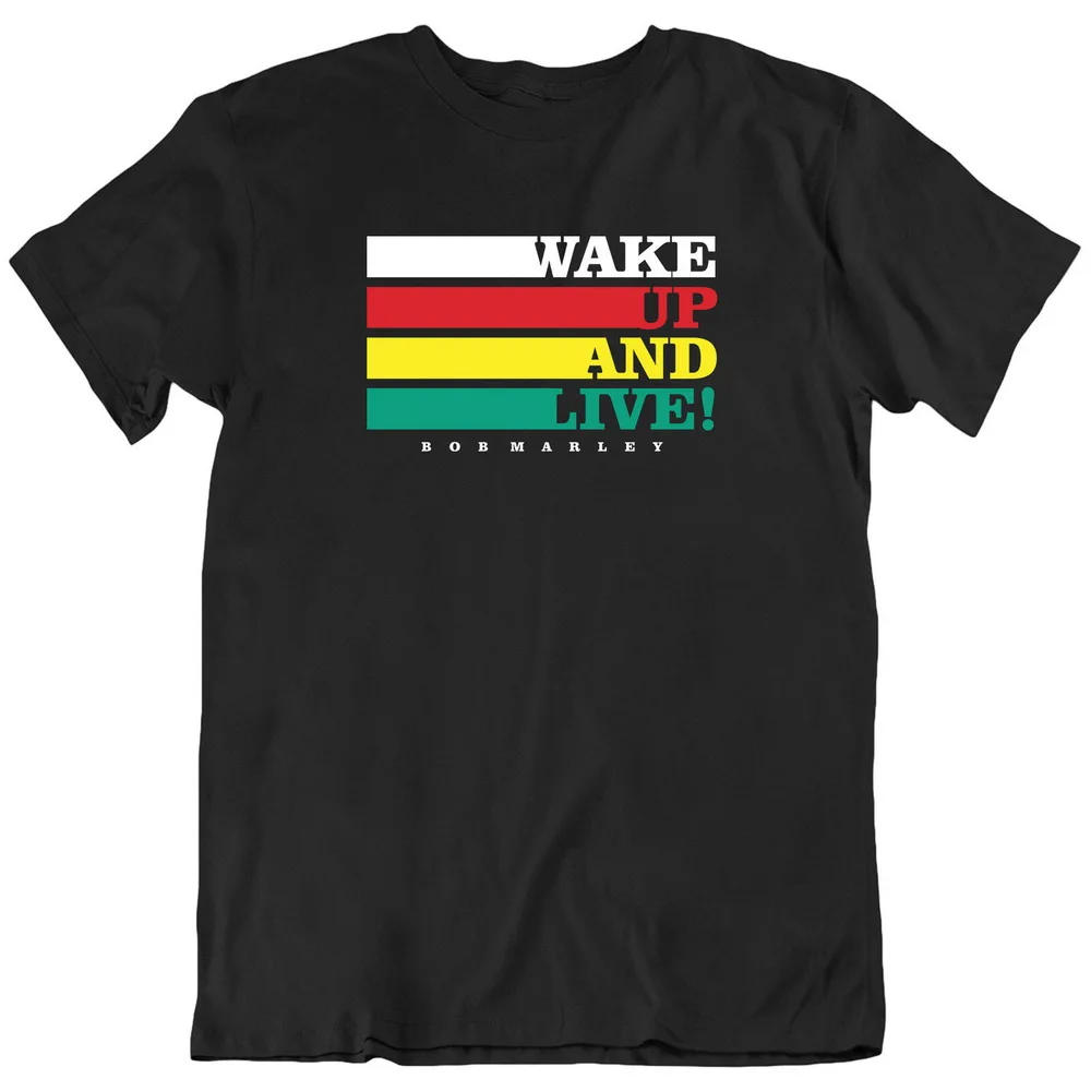 Wake Up And Live (3) Bob Marley футболка для мужчин и женщин Rasta с круглым вырезом на заказ| |