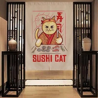 japanese style cartoon sushi cat decorative door curtain fabric home kitchen restaurant screens partition bathroom toilet cloth