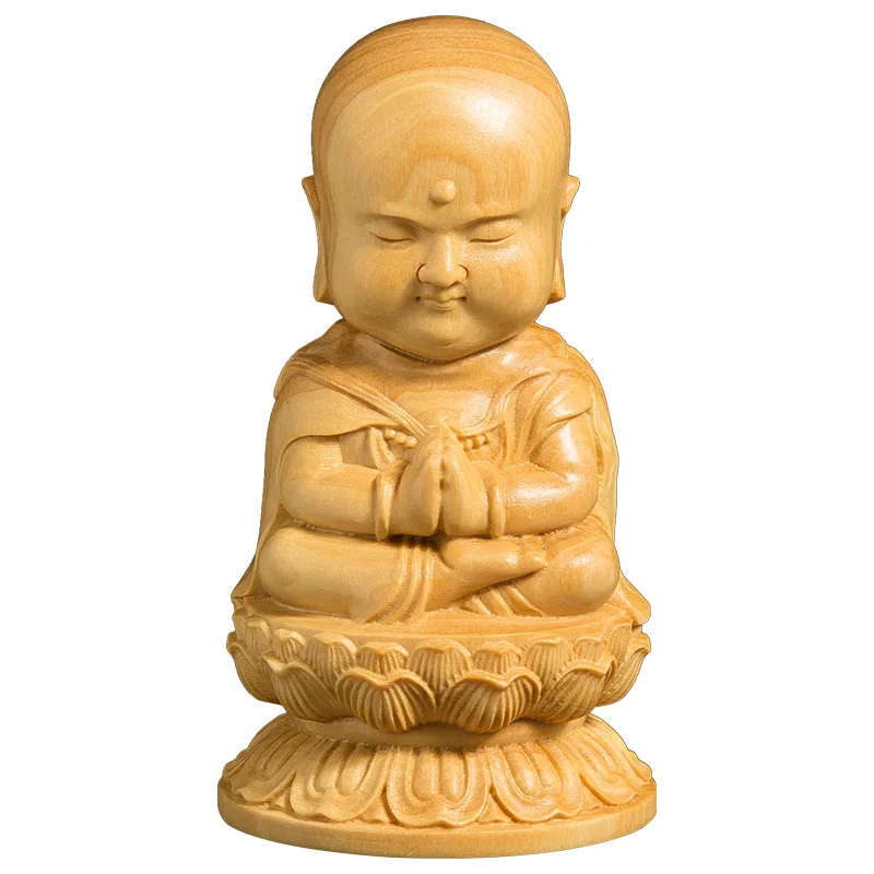 

7 см Ksitigarbha Будда цельная древесина маленькие орнаменты искусственная скульптура для дома