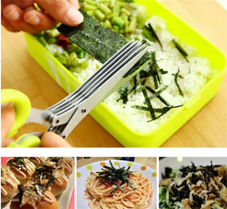 

Multi-functional Stainless Steel Kitchen Knives Sushi Shredded Scallion Cut Herb Spices Scissors Cooking Tools 5N1128