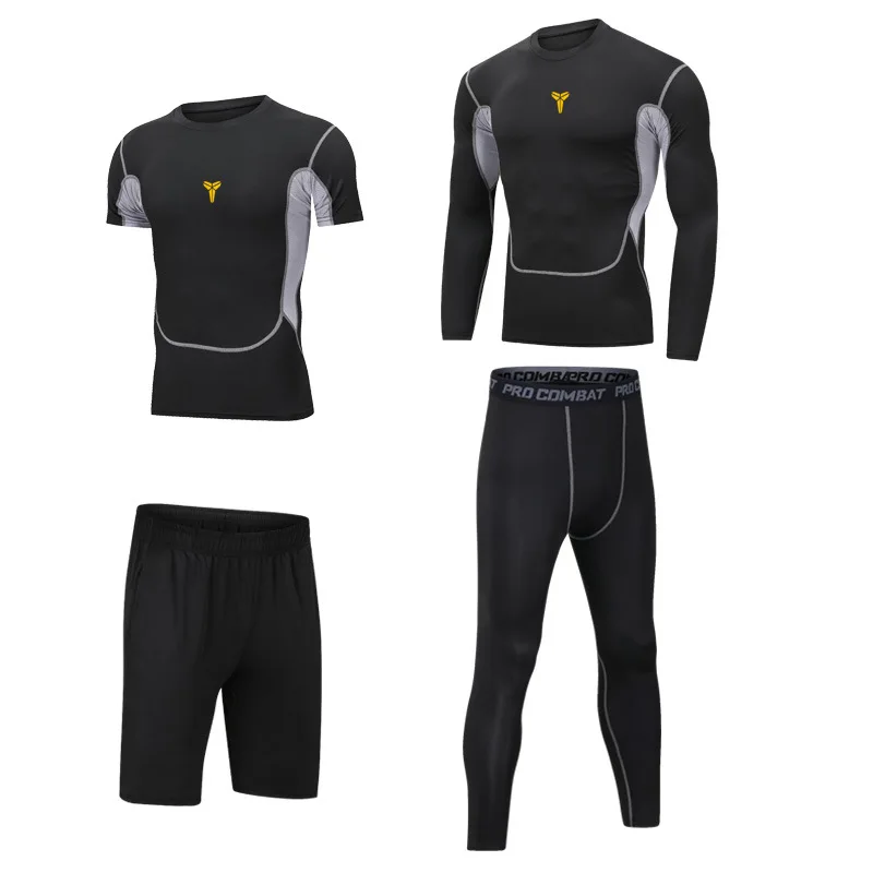 

Men's Sports Suit 4-piece Quick-drying Winter Tights Running Basketball Training Clothes Gym Sports Suit for Fitness Joggers Men