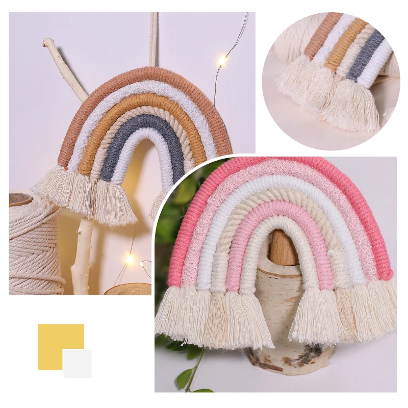 Ручная плетеная Радужная настенная подвесная декоративная цветная для Бохо
