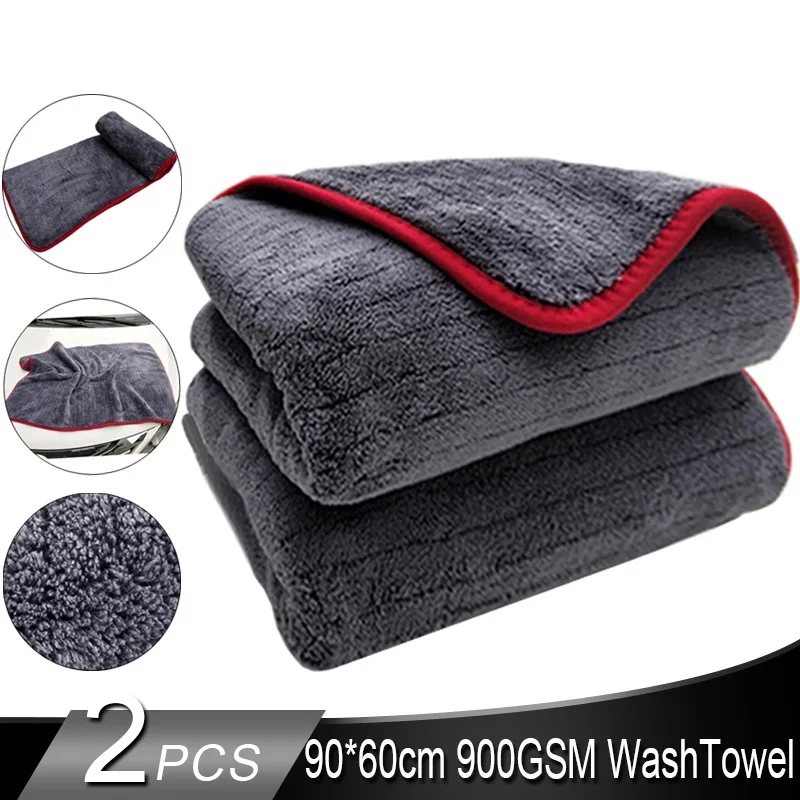 Premium microfibra 900GSM dettagli auto Super assorbente asciugamano Ultra morbido senza bordi lavaggio auto 60*90cm
