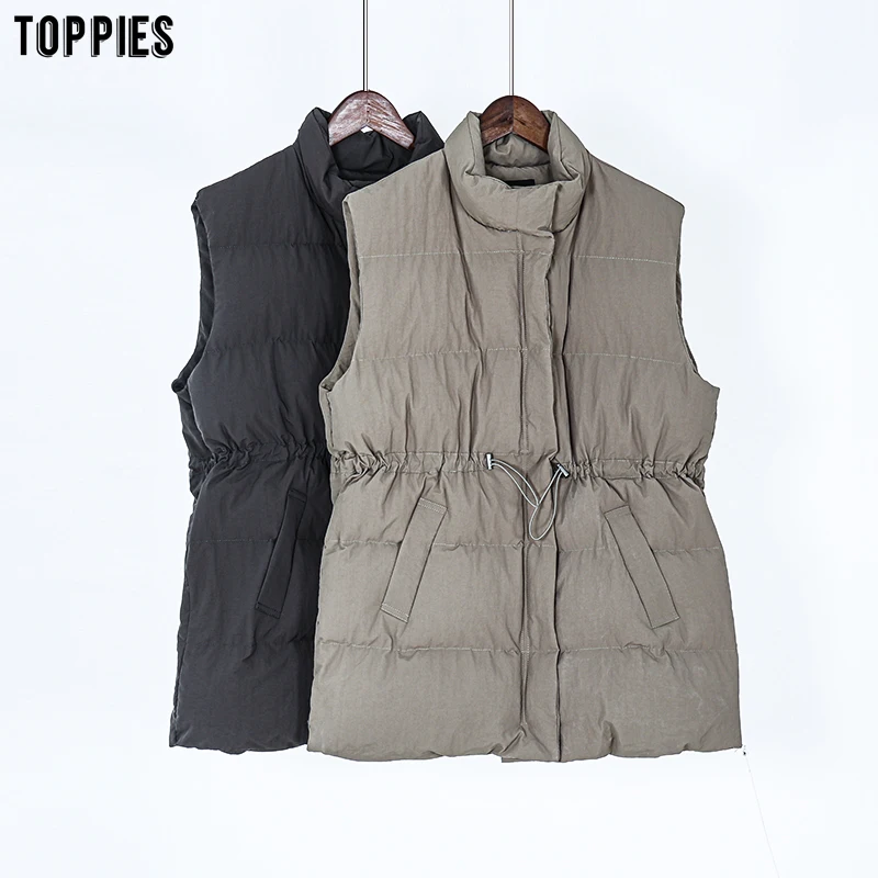 Зимний жилет Toppies Женская куртка без рукавов Толстая теплая парка пуховик с