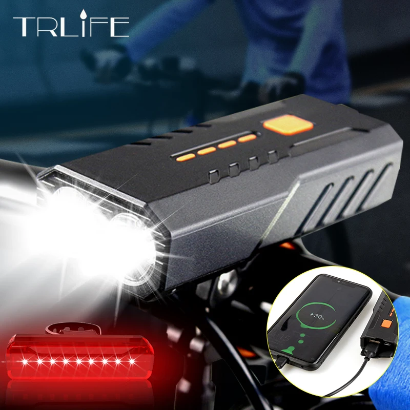 

Фара велосипедная TRLIFE, 4000 мАч, зарядка через USB, водонепроницаемая