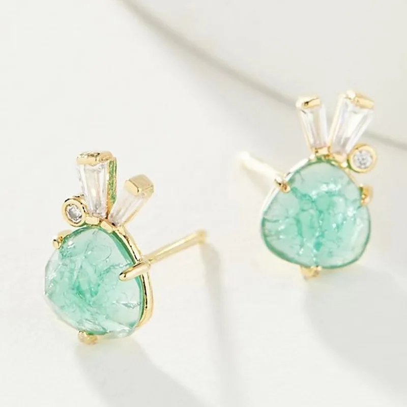 Hypoallergenic Delicate Blue Crystal Natural Stone Mini Stud Earrings for Women | Украшения и аксессуары