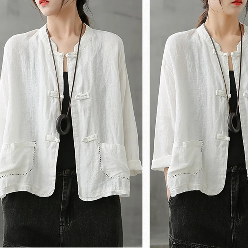 

Traditional Chinese Style Clothing Women Shirt 2020 Tang Suit Cotton Linen Hanfu Cheongsam Top Blouses Kung Fu Clothes