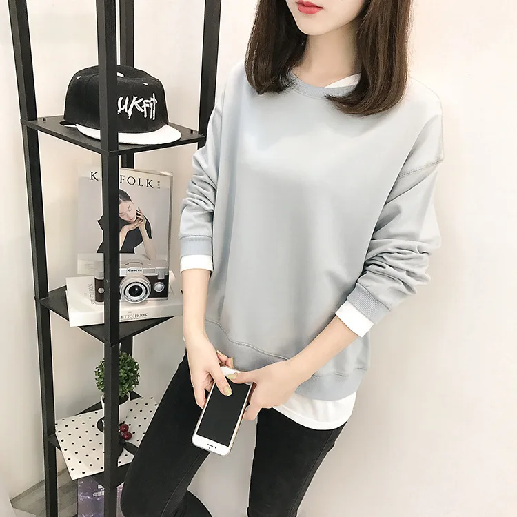 Сплошной цвет толстовка осень и зима Женская хлопчатобумажная Повседневная