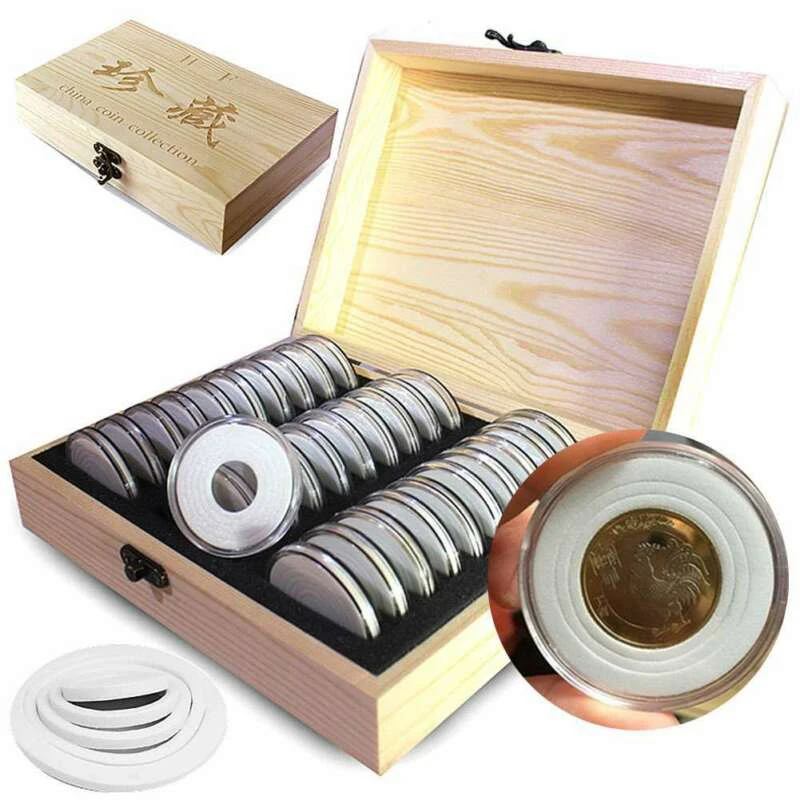 

30pc Commemorative Coin Cover Protector Storage Box Case For 20/25/30/35/40mm 30pcs Commemorative Coin Cover Protector Storage