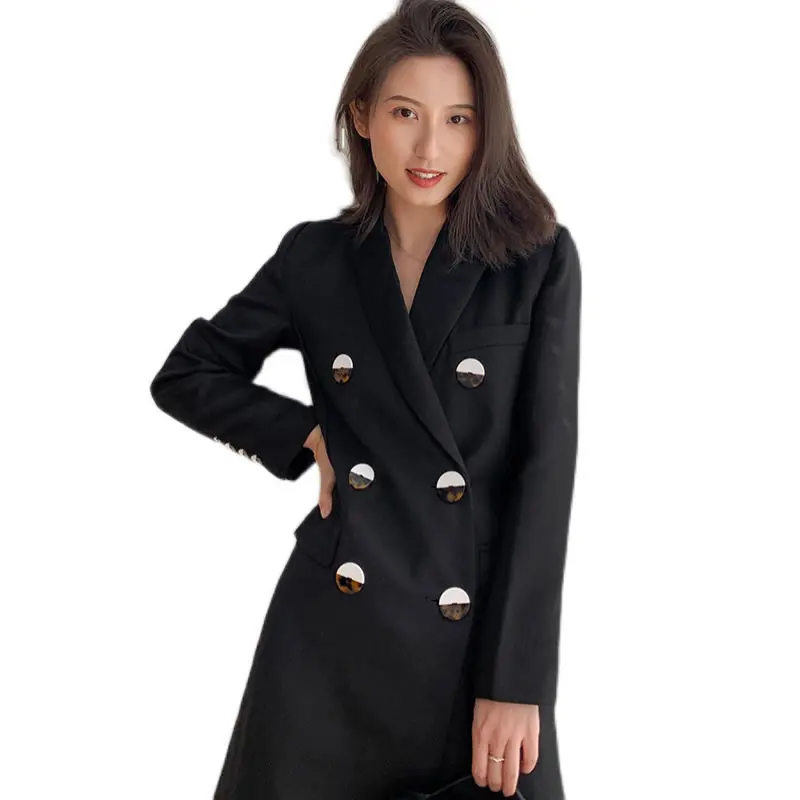 

XITAO Vintage Casual Trench Women Fashion New Style Turn Down Collar Double Breasted Pocket Elegant Slim Personality Coat ZY5266