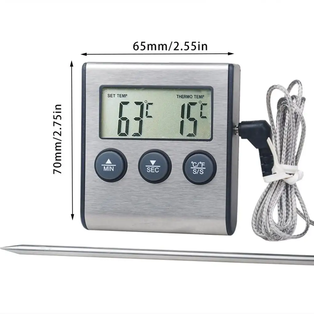 

Digital Oven Thermometer Stainless Steel Probe Food Cooking Grilling Meat BBQ Temperature Measuring Tool Kitchen Thermometers