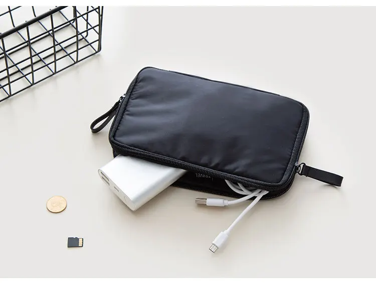 Travel Digital Pouch Nylon Travel Passport Case Multi Purpose Zipper Card and ID Holder Cable Gadgets Organizer