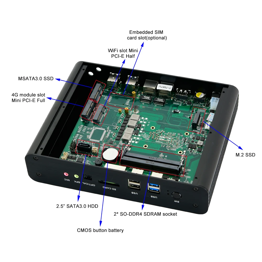 Intel Core i7 6567U DDR4 ОЗУ Eglobal Nuc Kaby Lake Мини ПК Win10 Безвентиляторный Компьютер 3 6 ГГц Iris