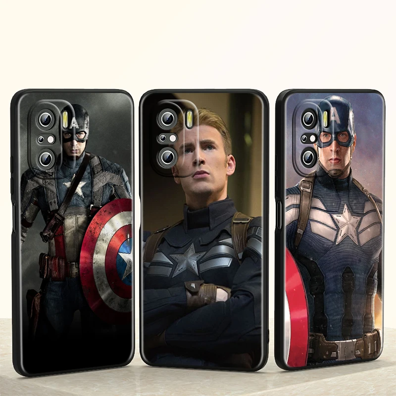 

Marvel Captain America For Redmi K40 30S 30T 30i 20 S2 GO Pro Ultra Gaming Redmi 10T Silicone Soft Black Phone Case