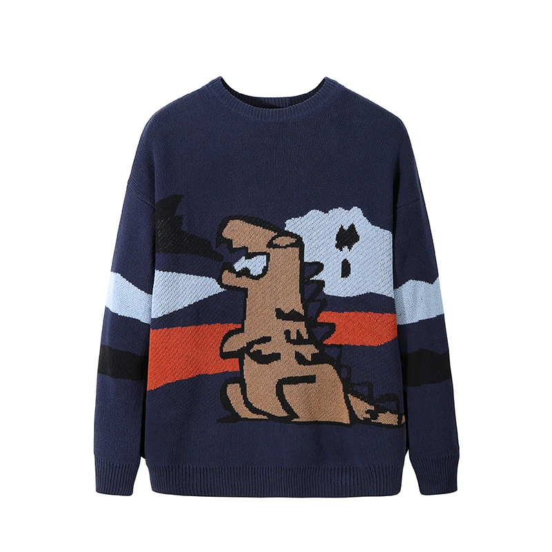 

Men Pullover Sweater Cotton Cartoon Crocodile Knitted Sweater for Men Winter Clothing Oversize Pattern Pull Homme Adult Full 3XL