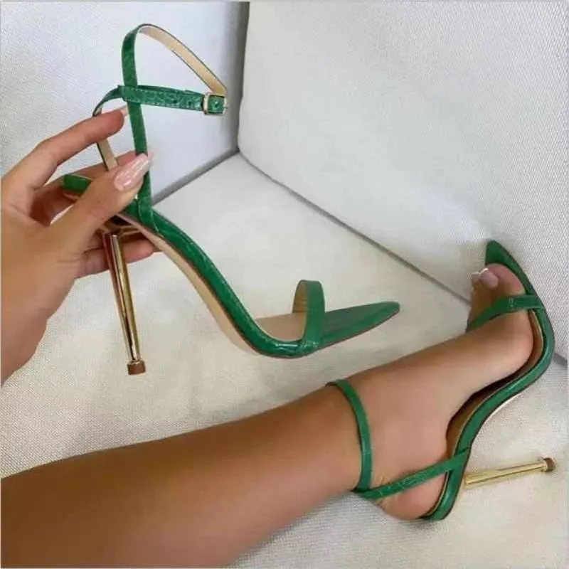 

OLOMM2021 Summer New Buckle High Heels Female 9 Cm Fashion Sandals Pointed Sexy Girls Party Korean Sandalias De Mujer