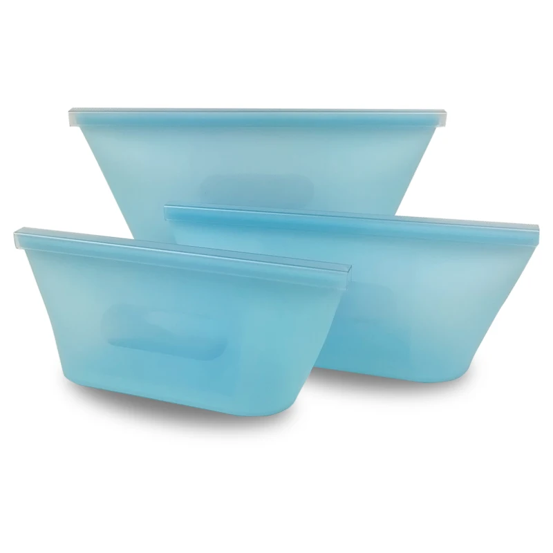 3 blue bowl Кухня Микроволновая печь Bento Ланч-бокс многоразовый силиконовый контейнер для еды для хранения овощей герметичный Ziplock сэндвич-мешок BPA бесплатно - Color: 3 blue bowl
