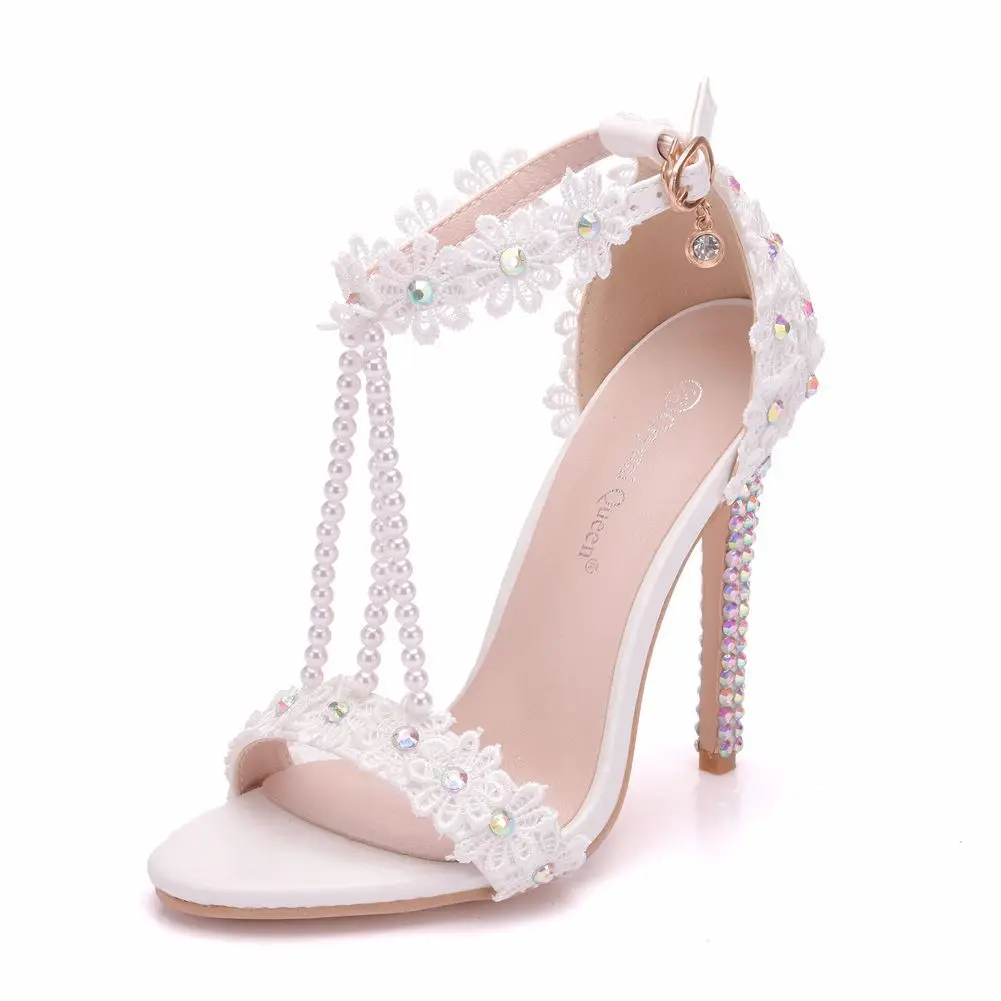 

Sandals white button shoes thin heel fish mouth ROMAN SANDALS white beaded sandals shoes