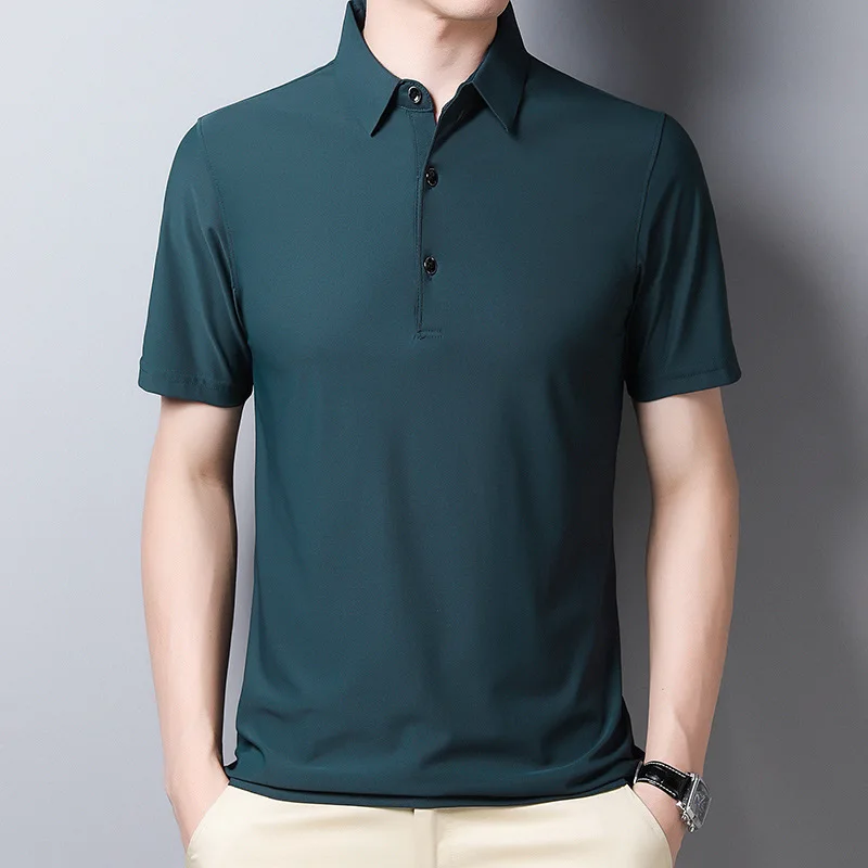 

2021 Summer New Men's Solid Color Polo Shirt Short Sleeve Casual T-Shirt Popular Trend Outfit Breathable Lapel Men's Clothes