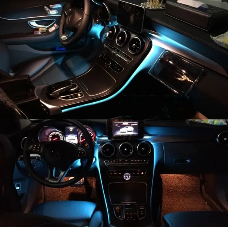 Sky Blue Для Mercedes Benz C MB W205~ или GLC X253 C253 для украшения приборной панели OEM оригинальная Заводская атмосфера Расширенный окружающий свет - Испускаемый цвет: Sky Blue