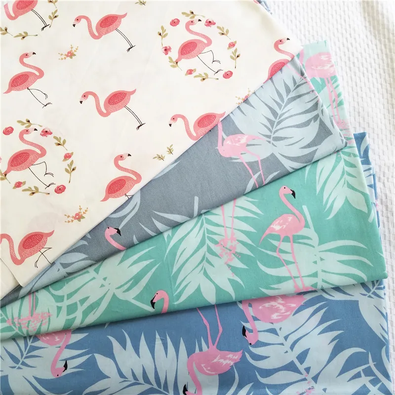 

100% Cotton Poplin Fabric Flamingo printing Cartoon printed fabric for dress DIY bedding Shirt Handmade Sewing patchwork Cloth