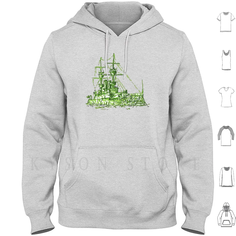 Толстовки Dreadnought с длинным рукавом боевой корабль круизер морская ткань ручная