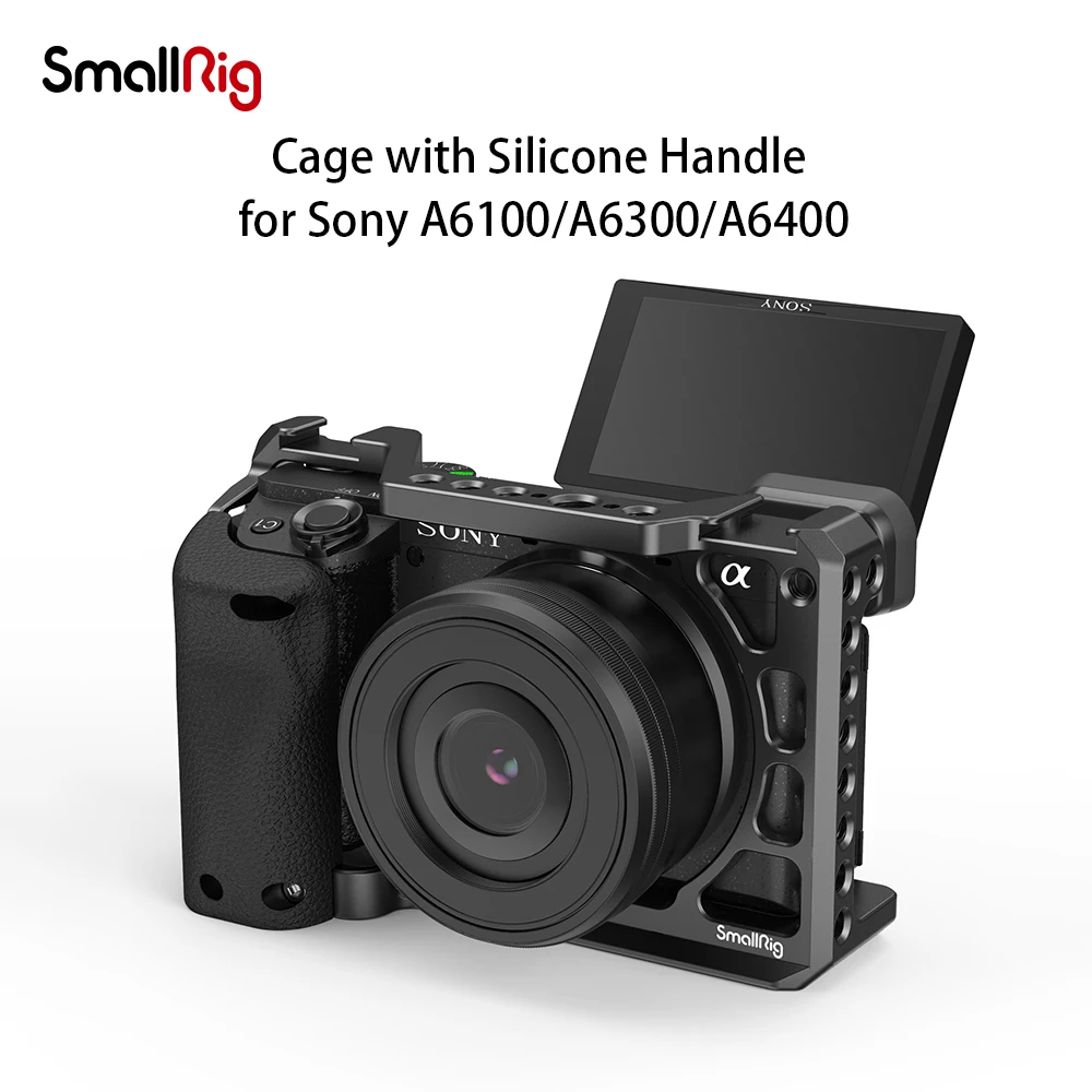 

SmallRig DSLR Camera Cage with Silicone Handgrip Handle & Cold Shoe for Sony A6100/A6300/A6400 Camera 3164