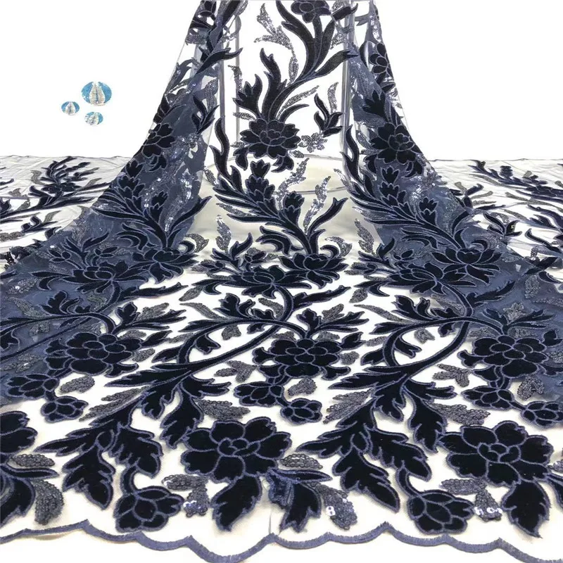 Мягкая нигерийская бархатная кружевная ткань французское кружево с блестками