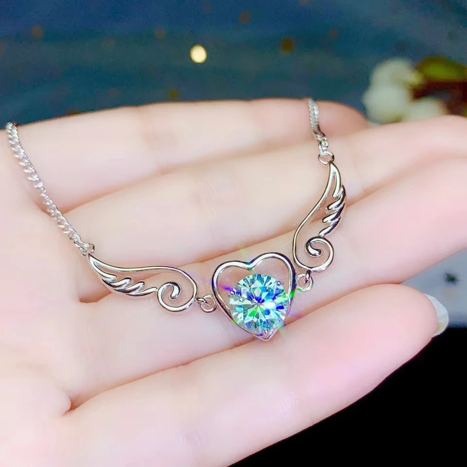 Ослепительный красочный серебряный браслет с муассанитом в форме Ангельского