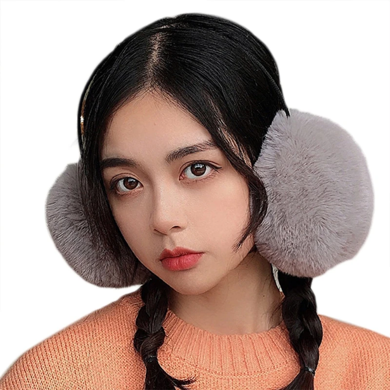 

Unisex Winter Fluffy Plush Earmuffs Headband Simple Solid Color Ear Cover Warmer