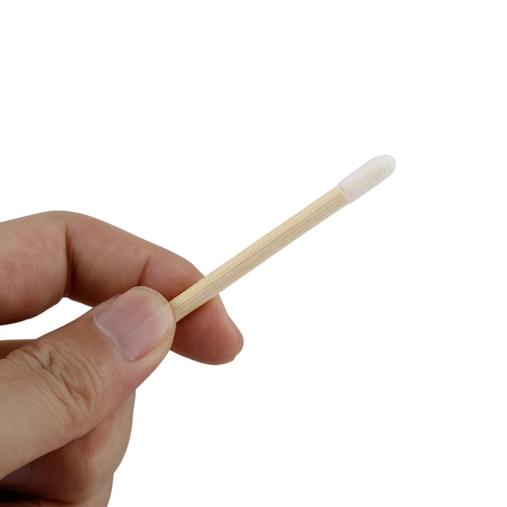 50pcs Disposable Women Make Up Lip Brush Lint-free Applicator Gloss Wand with Bamboo Handle for Eyelash Extension - купить по