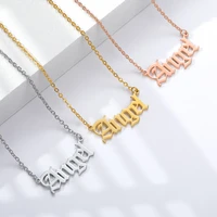 old english letter angel necklaces for women girls rose gold silver color stainless steel chain female pendant necklace jewelry
