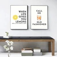 call me old fashioned cocktail lemon quote art canvas poster painting bar wall picture print painting home kitchen decoration